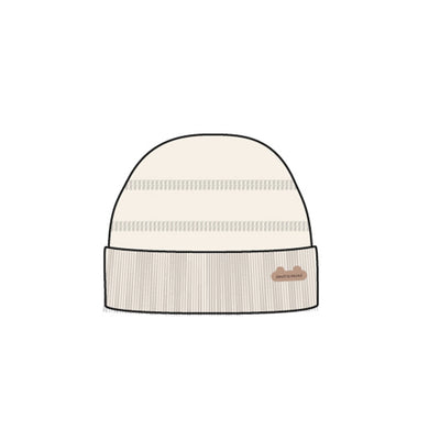 Chapeau crème en tricot avec rayures, naissance 