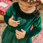 Robe verte en velours et paillettes, bébé