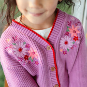 Cardigan mauve en tricot, enfant