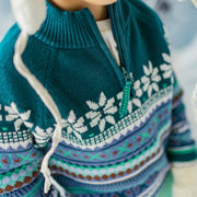 Chandail sarcelle en tricot avec motifs, enfant