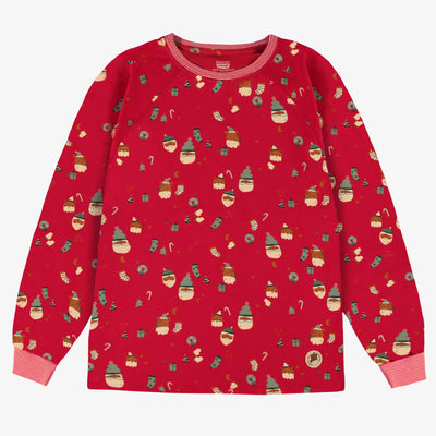 Chandail de pyjama rouge à motifs des Fêtes, adulte - Souris Mini
