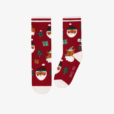 Chaussettes rouge à motifs festifs, enfant - Souris Mini