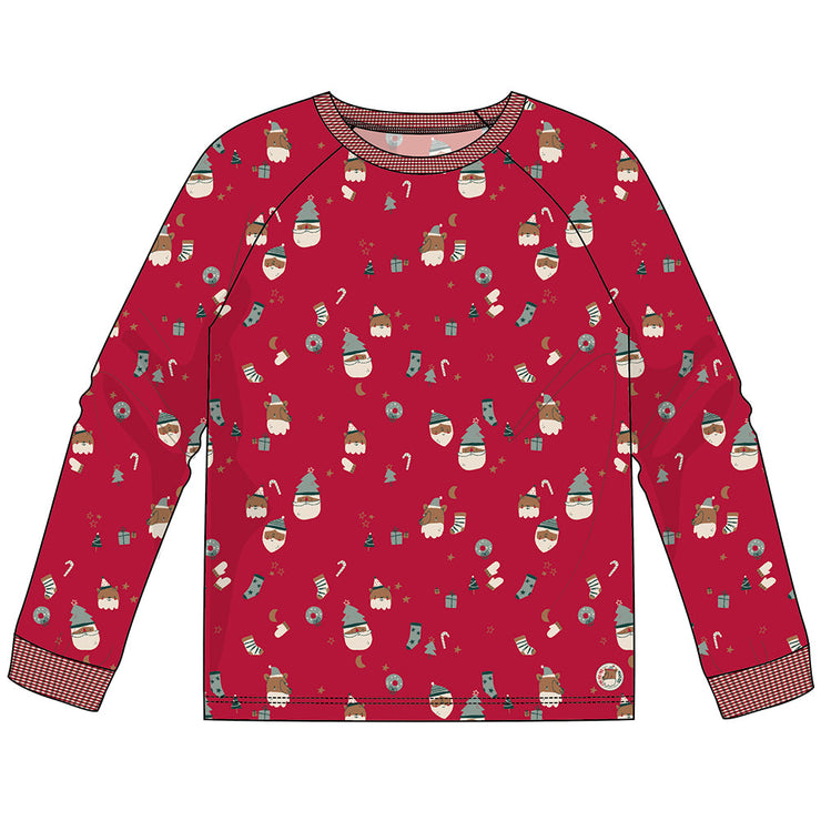 Chandail de pyjama rouge à motifs festifs, adulte