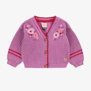 Cardigan mauve en tricot, bébé