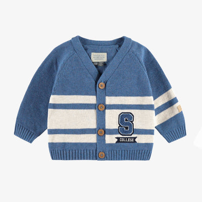 Cardigan bleu en tricot avec rayures, bébé
