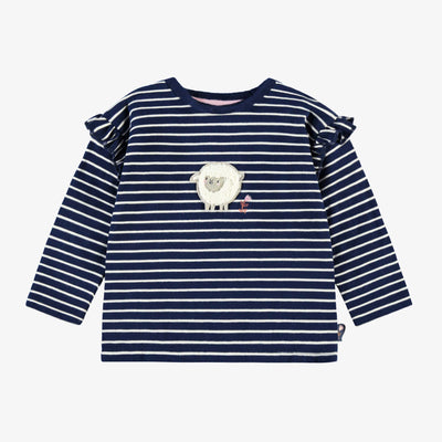 T-shirt bleu marine à rayures, bébé