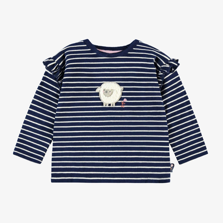 T-shirt bleu marine à rayures, bébé
