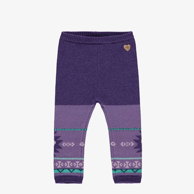 Legging mauve en tricot avec motifs, bébé