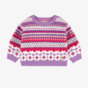 Chandail mauve en tricot avec motifs, bébé