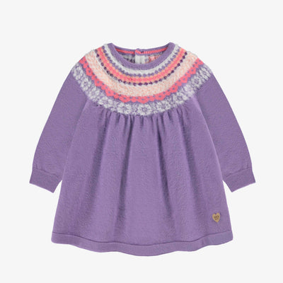 Robe mauve en tricot avec motifs, bébé