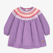 Robe mauve en tricot avec motifs, bébé