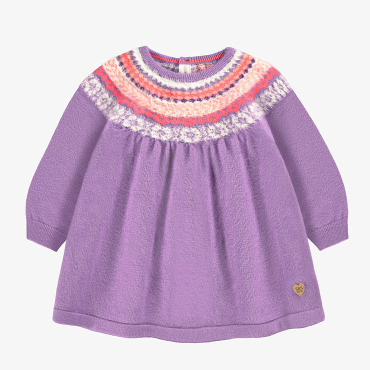 Robe mauve en tricot avec motifs, bébé