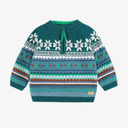 Chandail bleu sarcelle en tricot avec motifs, bébé