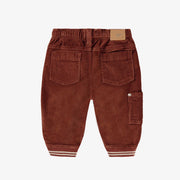 Dos du pantalon brun en velours côtelé, bébé