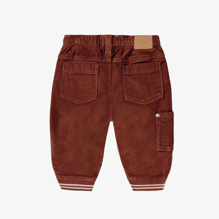 Dos du pantalon brun en velours côtelé, bébé
