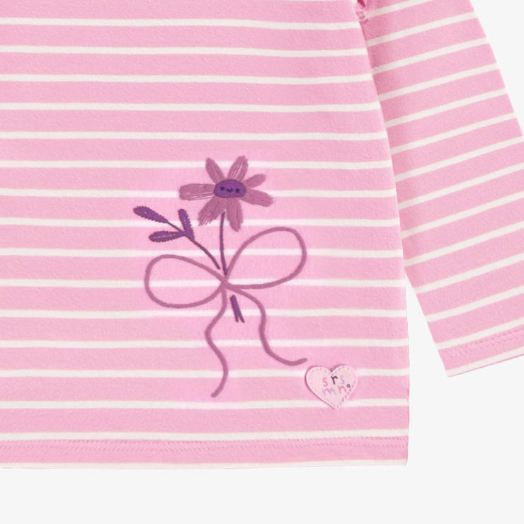 Zoom illustration du t-shirt lilas à rayures, bébé