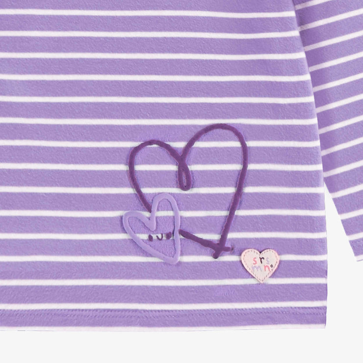 Zoom illustration du t-shirt mauve à rayures, bébé