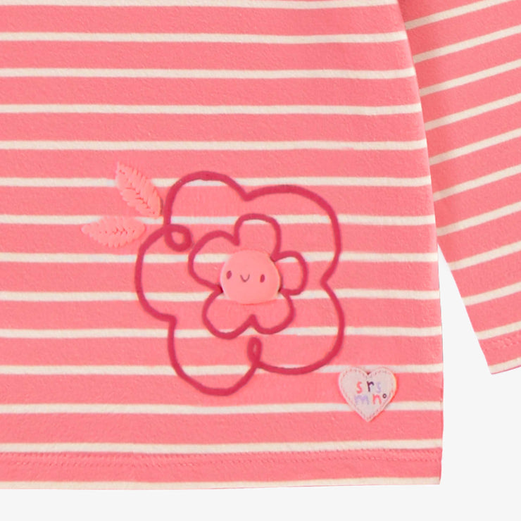 Zoom illustration du t-shirt rose à rayures, bébé