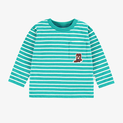 T-shirt turquoise à rayures, bébé