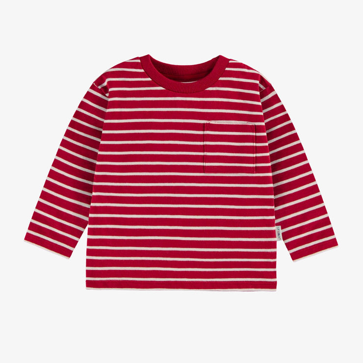 T-shirt rouge à rayures, bébé