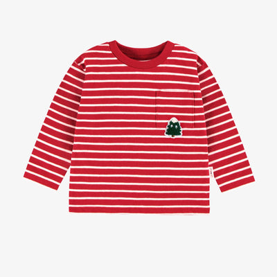 T-shirt rouge à rayures, bébé