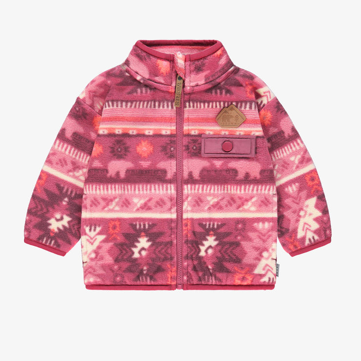 Veste rose en polar avec motifs, bébé