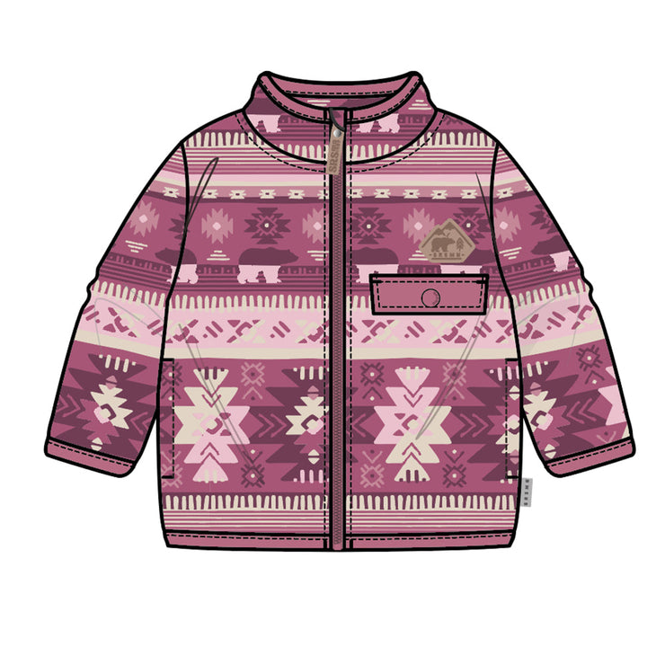 Veste rose en polar avec motifs, bébé