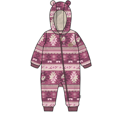 Une-pièce rose en polar avec motifs, bébé