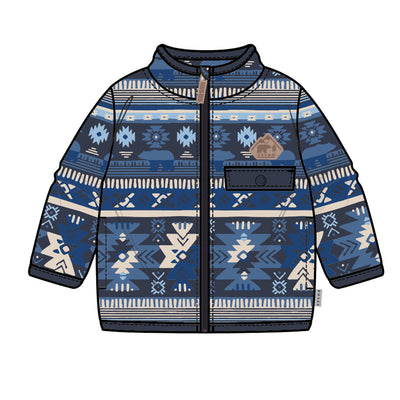 Veste bleue en polar avec motifs, bébé