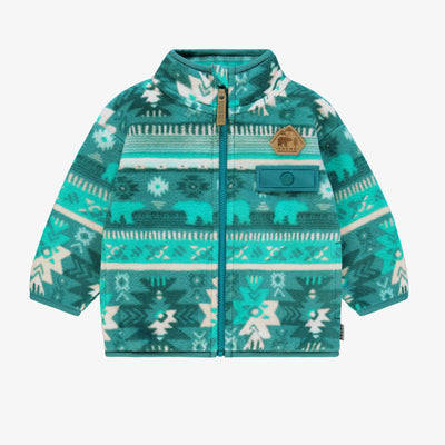 Veste turquoise en polar avec motifs, bébé