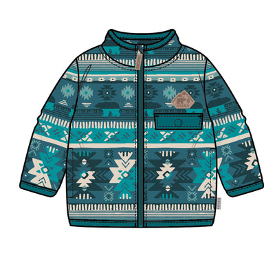 Veste turquoise en polar avec motifs, bébé