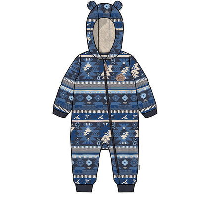 Une-pièce bleu en polar avec motifs, bébé