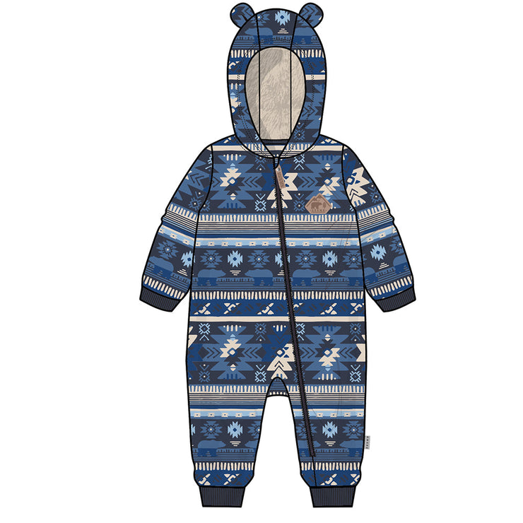 Une-pièce bleu en polar avec motifs, bébé