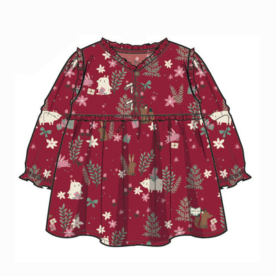 Robe rouge à motifs festifs, bébé