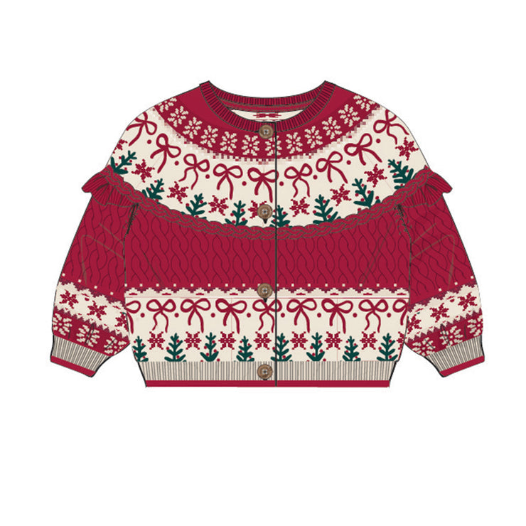 Cardigan rouge en tricot avec motifs jacquard, bébé