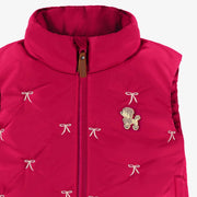 Zoom de la veste doudoune sans manches rouge framboise, enfant
