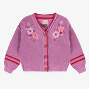 Cardigan mauve en tricot, enfant