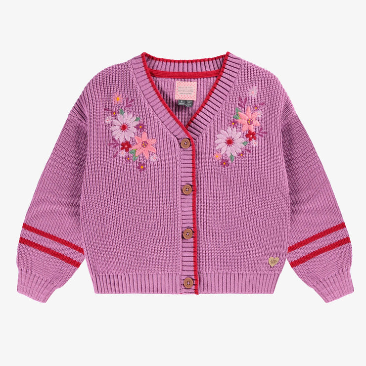 Cardigan mauve en tricot, enfant