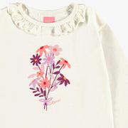 Zoom détails du t-shirt crème avec imprimé, enfant