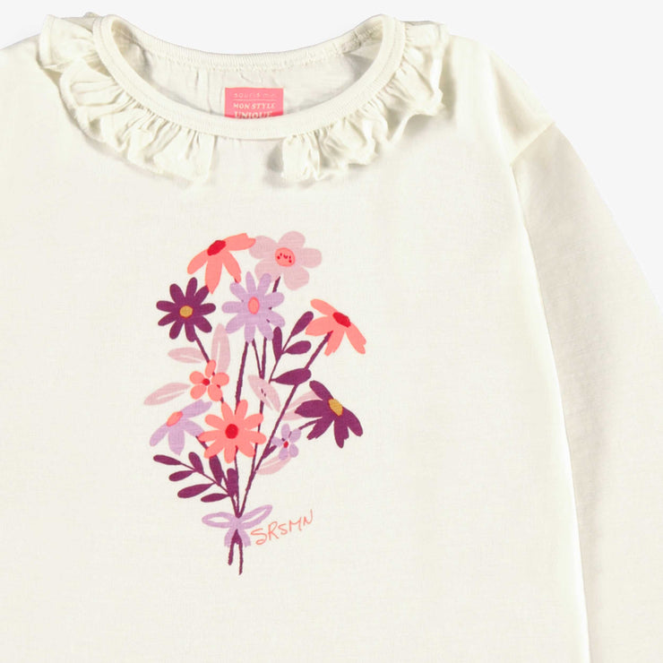 Zoom détails du t-shirt crème avec imprimé, enfant