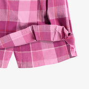 Zoom détails de la jupe-short mauve à carreaux, enfant