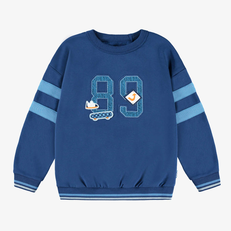 Chandail bleu avec broderie, enfant