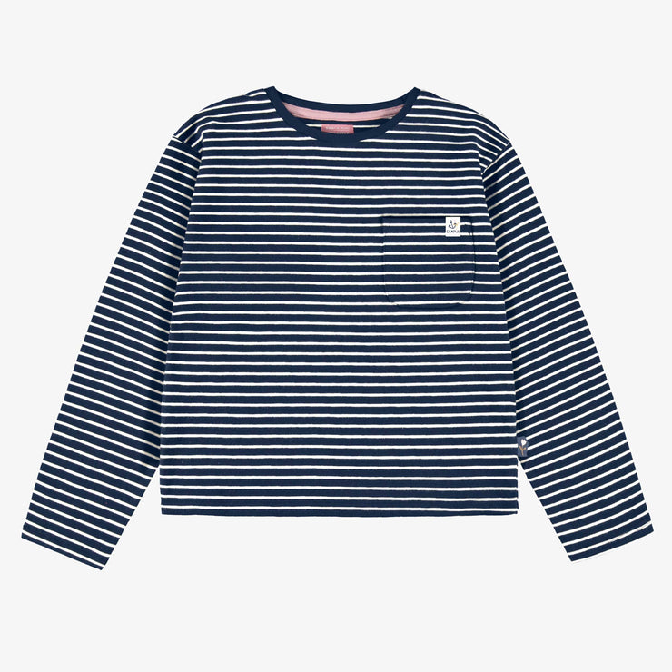 T-shirt bleu marine à rayures, enfant