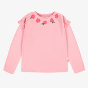 T-shirt rose à motif floral, enfant