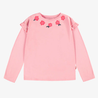 T-shirt rose à motif floral, enfant