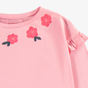 Zoom détails du t-shirt rose à motif floral, enfant