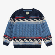 Chandail bleu en tricot torsadé, enfant