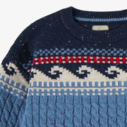 Chandail bleu en tricot torsadé, enfant