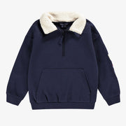 Chandail bleu marine avec zip 1/4, enfant