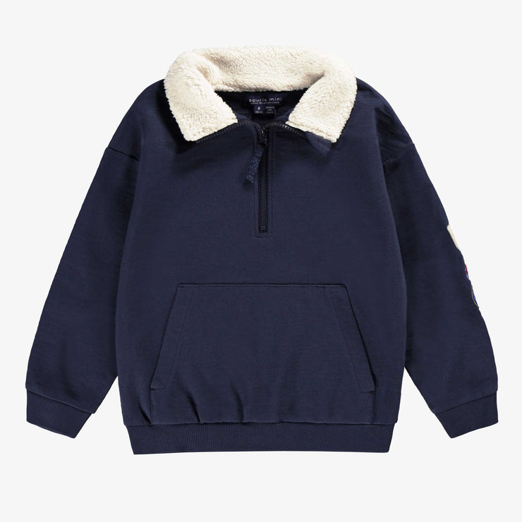 Chandail bleu marine avec zip 1/4, enfant